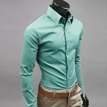 Men’s Long Sleeve Button-Up Shirt – Slim Fit Casual & Formal Wear