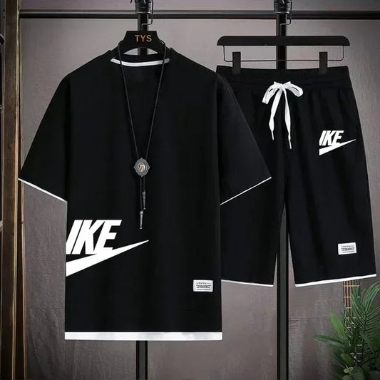 Men’s Summer Sports Set – Short Sleeve T-Shirt & Shorts, Casual Fit (M–3XL)