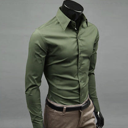 Men’s Long Sleeve Button-Up Shirt – Slim Fit Casual & Formal Wear