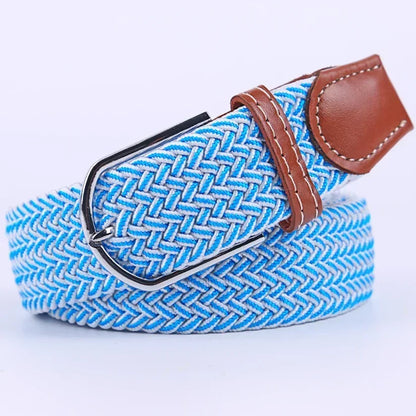 Unisex Braided Stretch Canvas Belt – Metal Pin Buckle for Jeans & Pants (107–130cm)