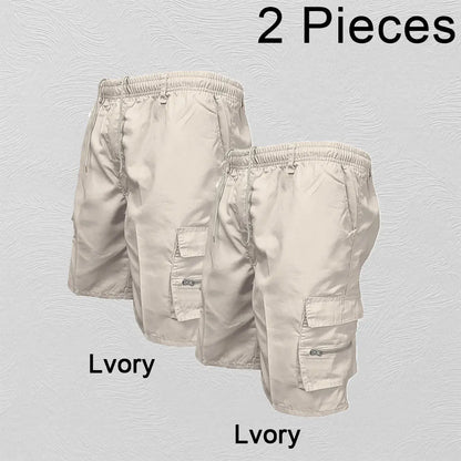 Men’s Casual Cargo Shorts with Large Pockets (Plus Size Available)