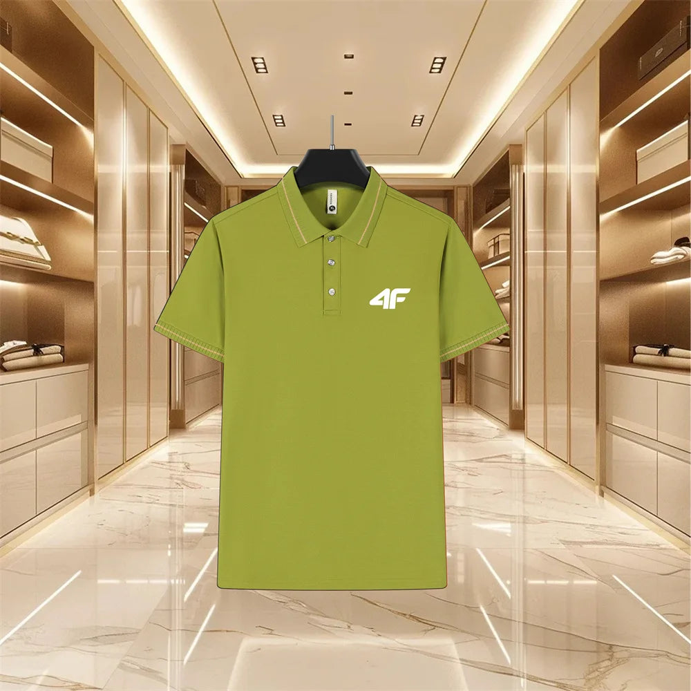 Men’s Color-Block Polo Shirt – Short Sleeve, Slim Fit Casual Style