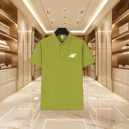 Men’s Color-Block Polo Shirt – Short Sleeve, Slim Fit Casual Style