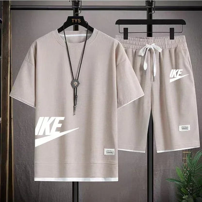Men’s Summer Sports Set – Short Sleeve T-Shirt & Shorts, Casual Fit (M–3XL)