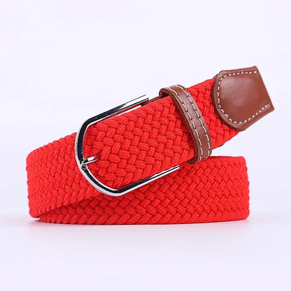 Unisex Braided Stretch Canvas Belt – Metal Pin Buckle for Jeans & Pants (107–130cm)