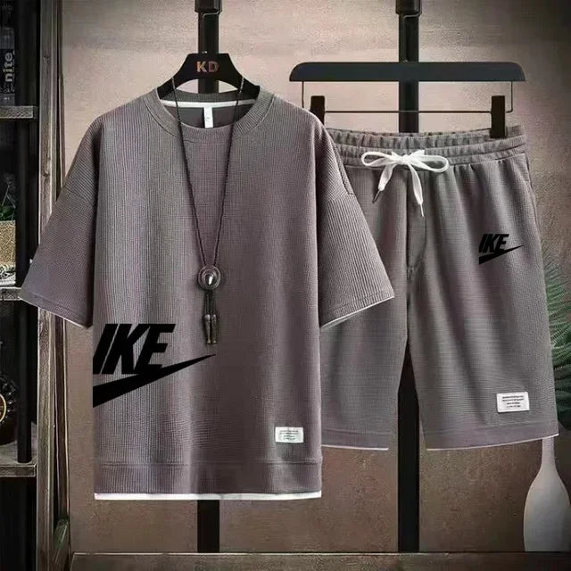 Men’s Summer Sports Set – Short Sleeve T-Shirt & Shorts, Casual Fit (M–3XL)