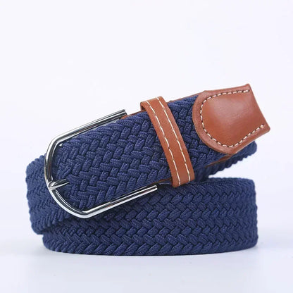 Unisex Braided Stretch Canvas Belt – Metal Pin Buckle for Jeans & Pants (107–130cm)