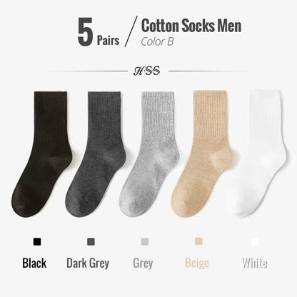 5/10-Pack Men’s Combed Cotton Dress Socks – Soft Breathable Business Crew Socks,Multiple Colors