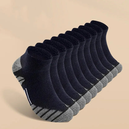 10-Pack Men’s Black,Gray & White Cotton Socks – Breathable Athletic Running Socks, Solid Color,