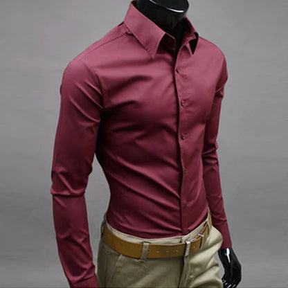 Men’s Long Sleeve Button-Up Shirt – Slim Fit Casual & Formal Wear