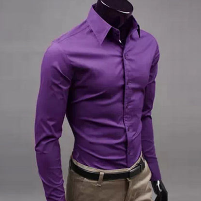 Men’s Long Sleeve Button-Up Shirt – Slim Fit Casual & Formal Wear