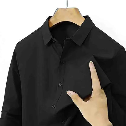 Men’s Non-Iron Teal Blue Long Sleeve Button-Up Shirt – Business Wear