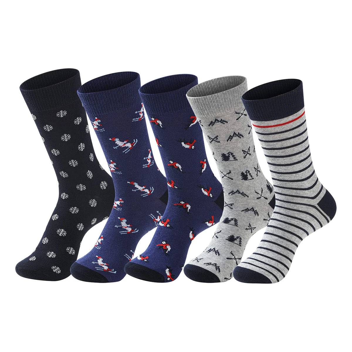 5-Pack Men’s Cotton Dress Socks – Funny Animal & Cartoon Print Casual Mid-Calf Business Socks