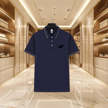 Men’s Color-Block Polo Shirt – Short Sleeve, Slim Fit Casual Style