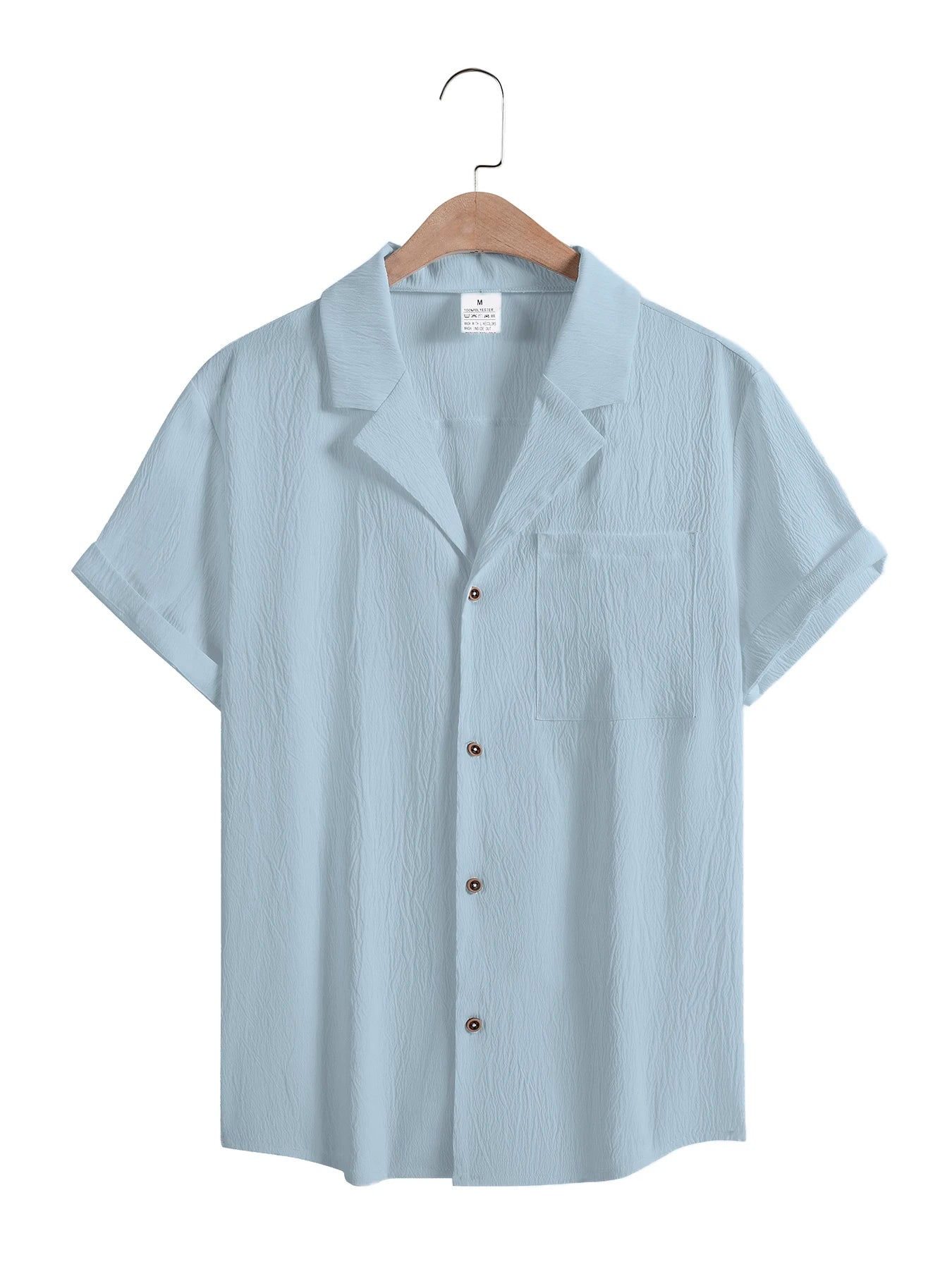 Men’s Casual Solid Color Short Sleeve Shirt – Comfortable Summer Top