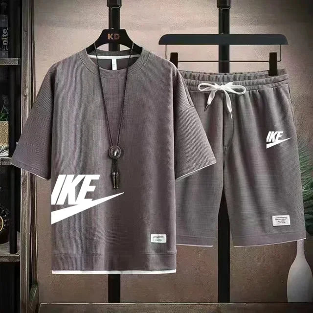 Men’s Summer Sports Set – Short Sleeve T-Shirt & Shorts, Casual Fit (M–3XL)