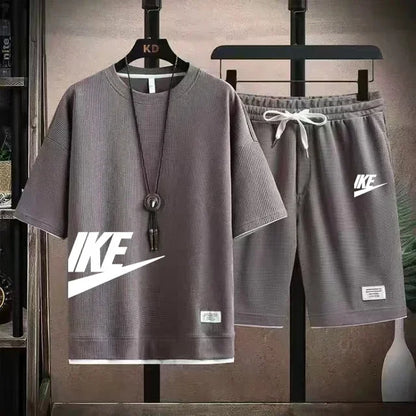 Men’s Summer Sports Set – Short Sleeve T-Shirt & Shorts, Casual Fit (M–3XL)