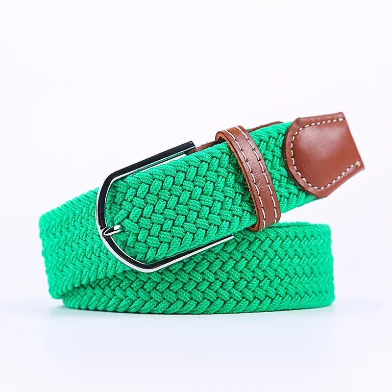 Unisex Braided Stretch Canvas Belt – Metal Pin Buckle for Jeans & Pants (107–130cm)
