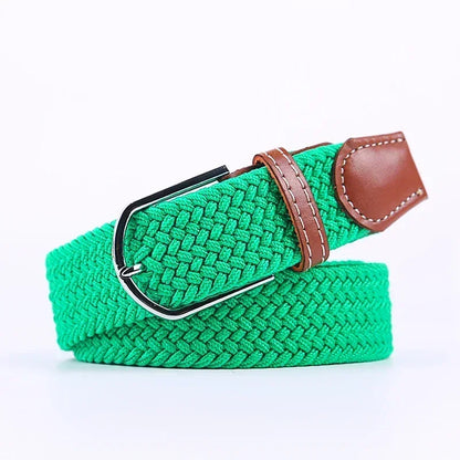 Unisex Braided Stretch Canvas Belt – Metal Pin Buckle for Jeans & Pants (107–130cm)