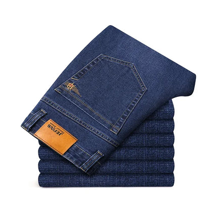 Men’s Plus Size Jeans – Straight Fit, Elastic Denim, Black & Blue