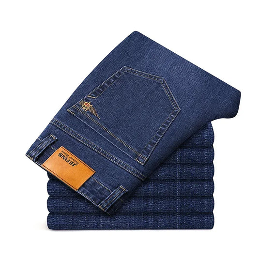 Men’s Plus Size Jeans – Straight Fit, Elastic Denim, Black & Blue