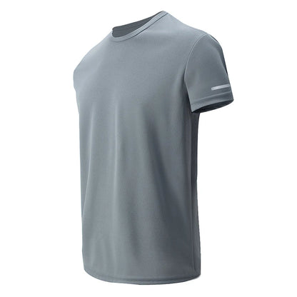 Men’s Solid Color T-Shirt – Round Neck, Short Sleeve, Printed Cuff Detail, Multi-Pack Options