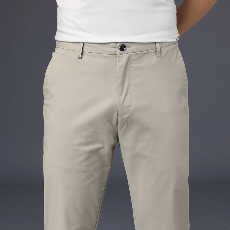 Men’s Cotton Casual Pants – Stretch Straight-Leg Trousers with Plus Size Fit, High-Quality Everyday Wear