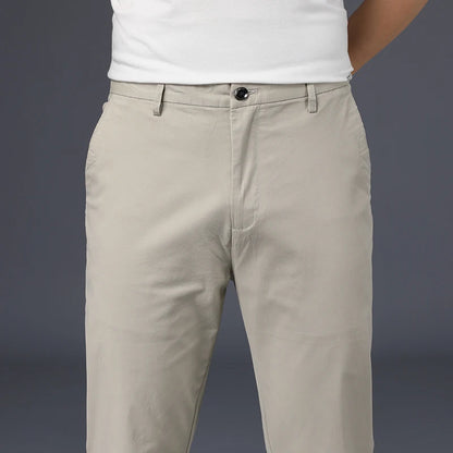 Men’s Cotton Casual Pants – Stretch Straight-Leg Trousers with Plus Size Fit, High-Quality Everyday Wear