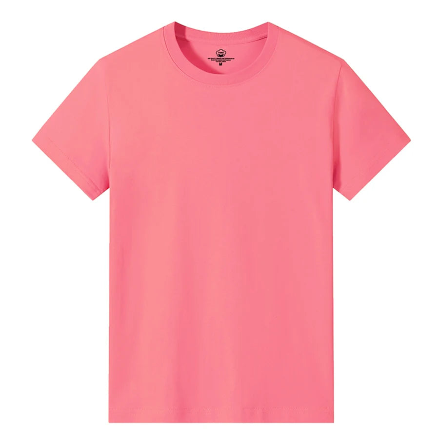 Men’s Solid Color Round Neck T-Shirt – Short Sleeve, Printed Cuffs (2/4/6 Pack)