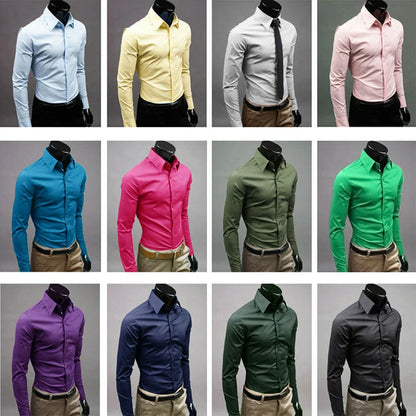 Men’s Long Sleeve Button-Up Shirt – Slim Fit Casual & Formal Wear
