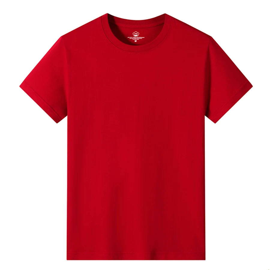 Men’s Solid Color Round Neck T-Shirt – Short Sleeve, Printed Cuffs (2/4/6 Pack)