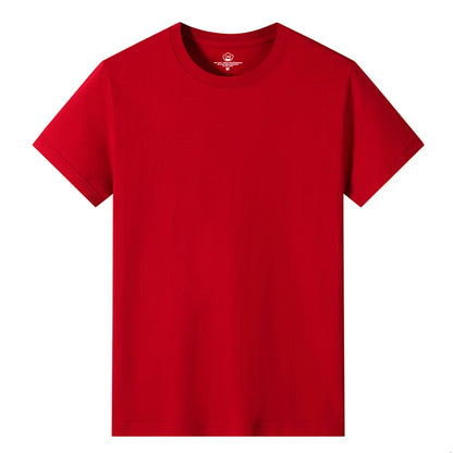 Men’s Solid Color Round Neck T-Shirt – Short Sleeve, Printed Cuffs (2/4/6 Pack)