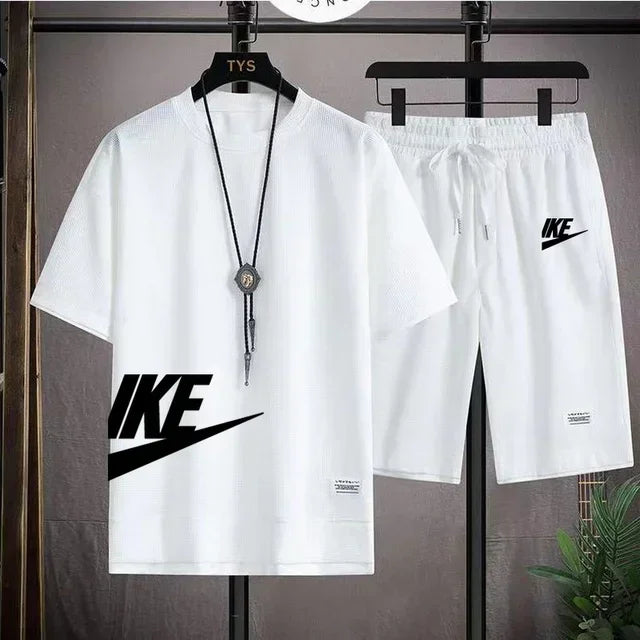 Men’s Summer Sports Set – Short Sleeve T-Shirt & Shorts, Casual Fit (M–3XL)