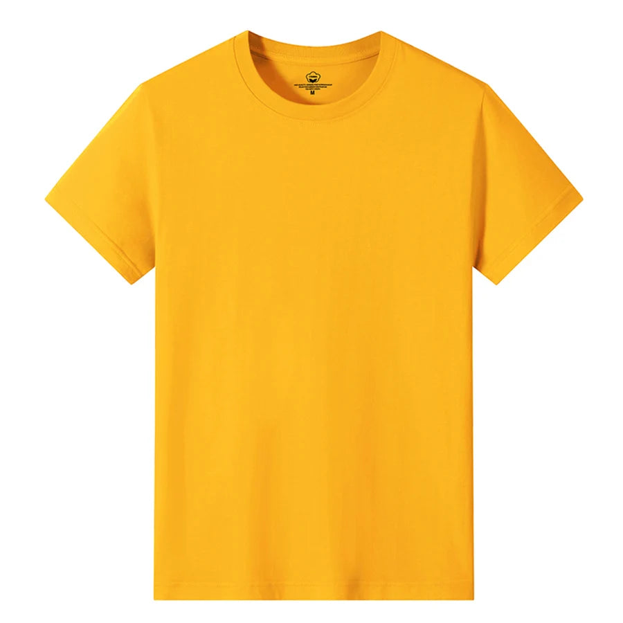 Men’s Solid Color Round Neck T-Shirt – Short Sleeve, Printed Cuffs (2/4/6 Pack)