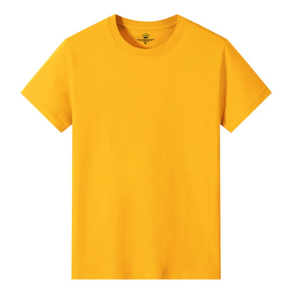 Men’s Solid Color Round Neck T-Shirt – Short Sleeve, Printed Cuffs (2/4/6 Pack)