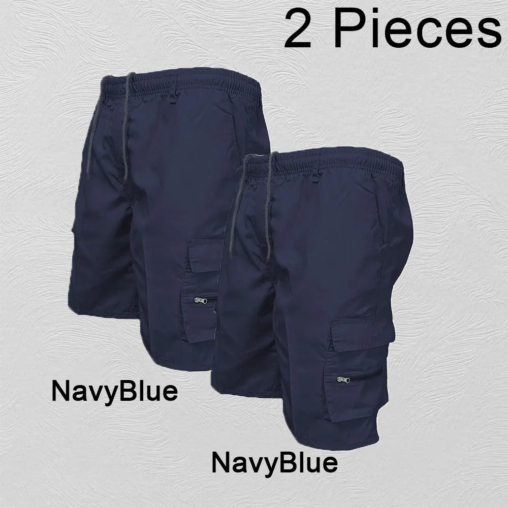 Men’s Casual Cargo Shorts with Large Pockets (Plus Size Available)