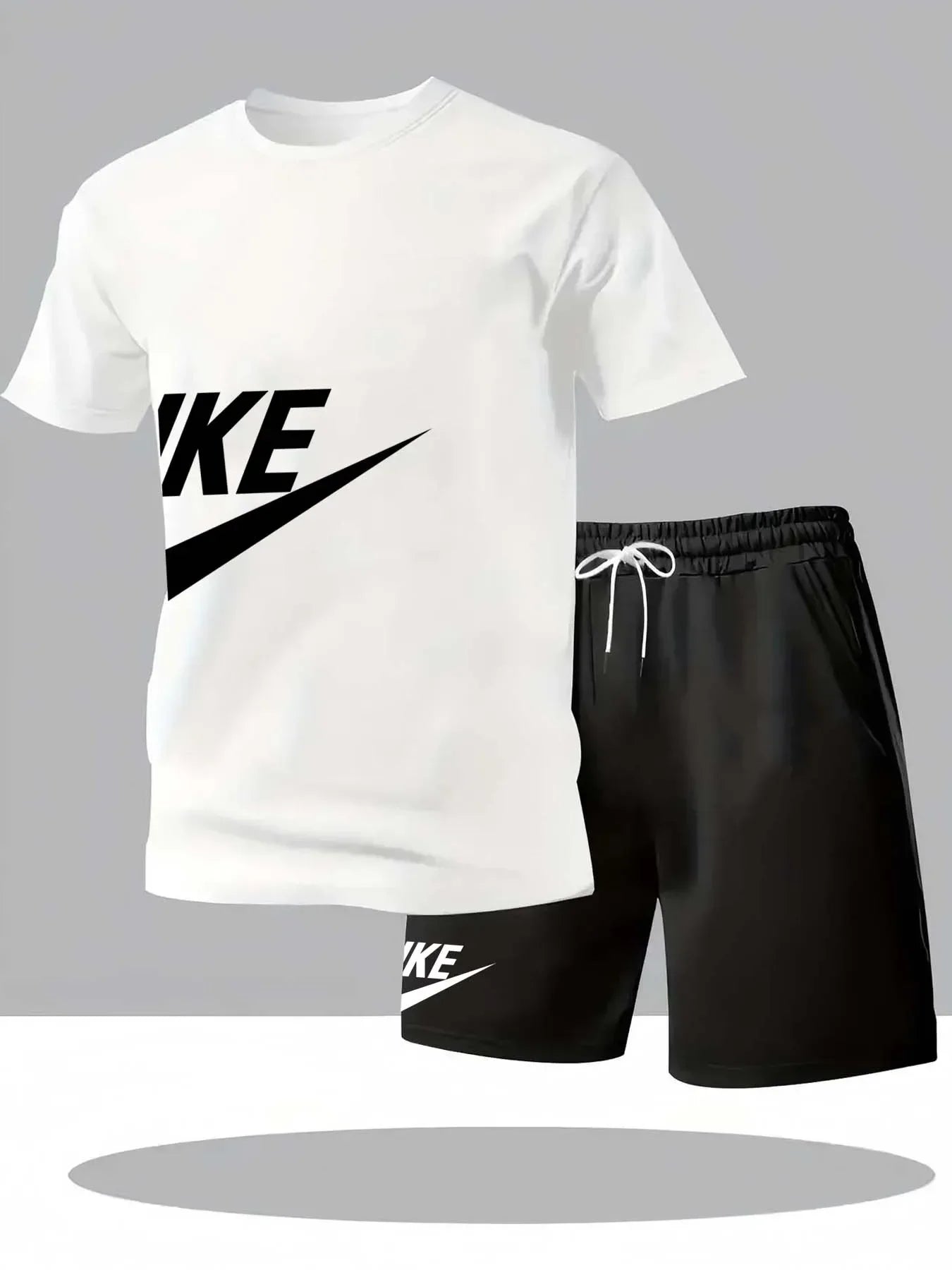Men’s Summer 2-Piece Sports Set – Short Sleeve T-Shirt & Shorts, Round Neck