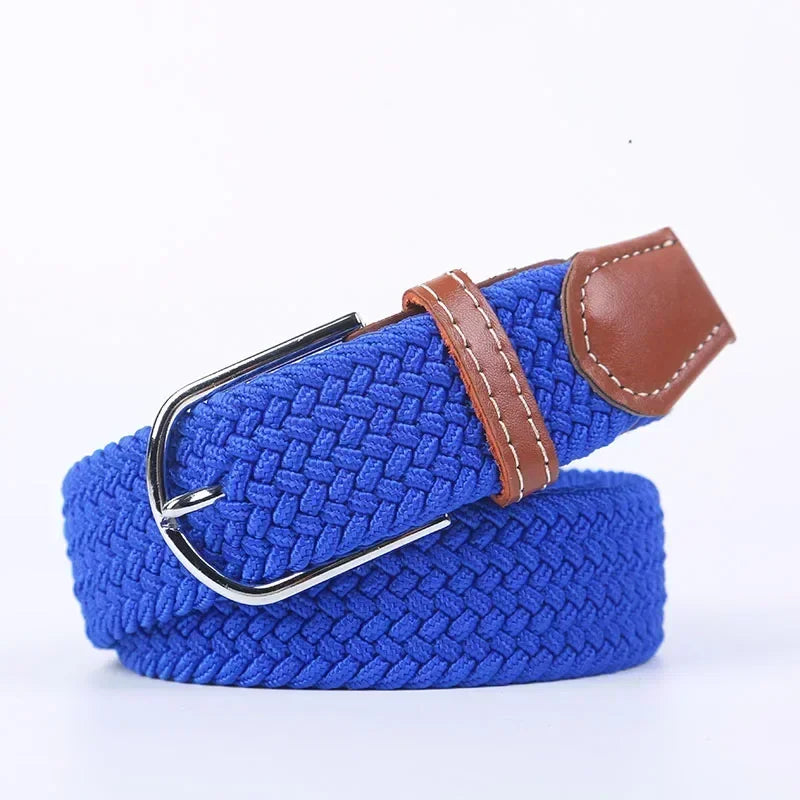 Unisex Braided Stretch Canvas Belt – Metal Pin Buckle for Jeans & Pants (107–130cm)