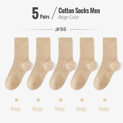 5/10-Pack Men’s Combed Cotton Dress Socks – Soft Breathable Business Crew Socks,Multiple Colors