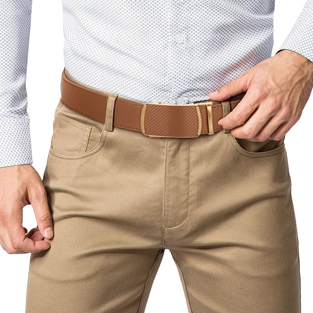 Men’s Genuine Leather Belt – Automatic Buckle Waist Strap, High-Quality Adjustable Belt for Men & Women,