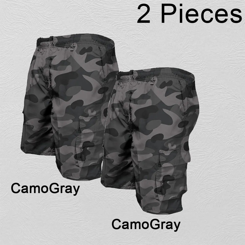 Men’s Casual Cargo Shorts with Large Pockets (Plus Size Available)