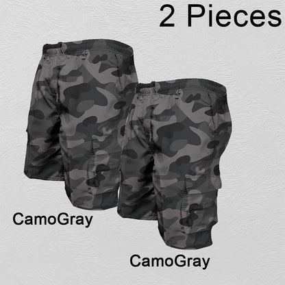 Men’s Casual Cargo Shorts with Large Pockets (Plus Size Available)