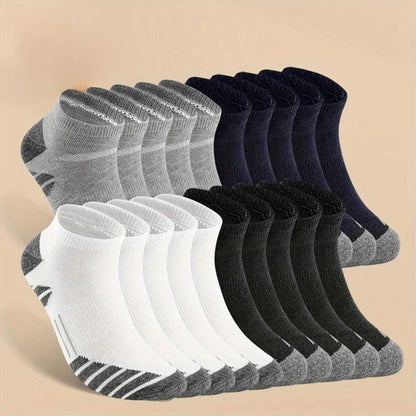 10-Pack Men’s Black,Gray & White Cotton Socks – Breathable Athletic Running Socks, Solid Color,