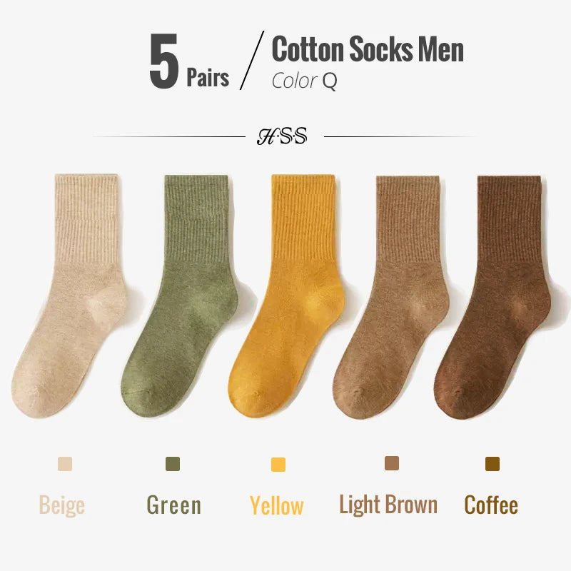 5/10-Pack Men’s Combed Cotton Dress Socks – Soft Breathable Business Crew Socks,Multiple Colors