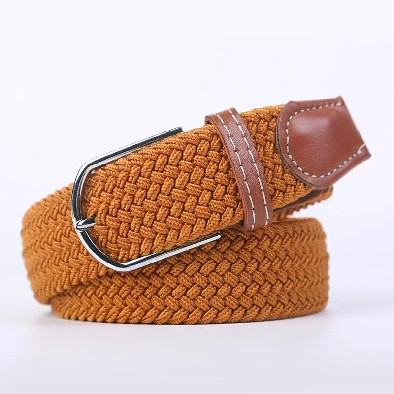 Unisex Braided Stretch Canvas Belt – Metal Pin Buckle for Jeans & Pants (107–130cm)
