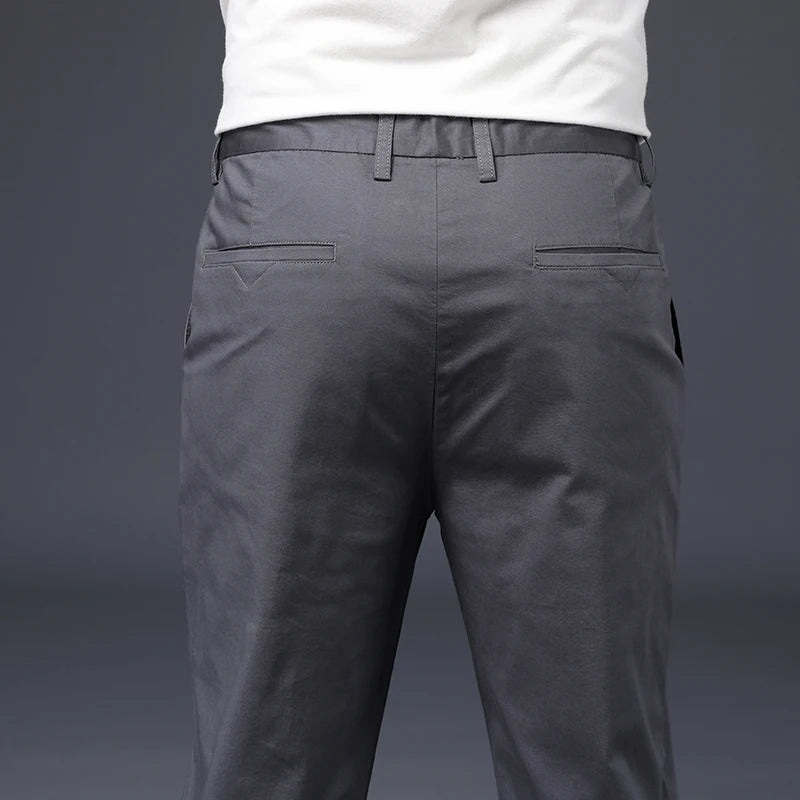 Men’s Cotton Casual Pants – Stretch Straight-Leg Trousers with Plus Size Fit, High-Quality Everyday Wear