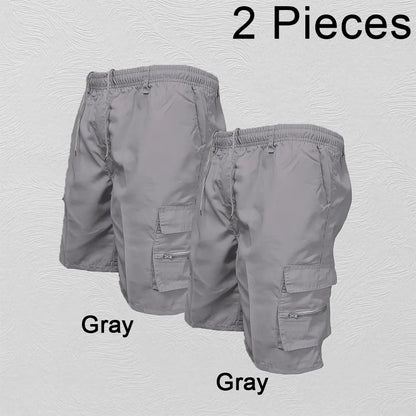 Men’s Casual Cargo Shorts with Large Pockets (Plus Size Available)