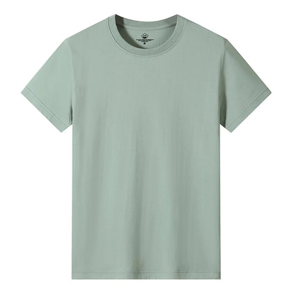 Men’s Solid Color Round Neck T-Shirt – Short Sleeve, Printed Cuffs (2/4/6 Pack)