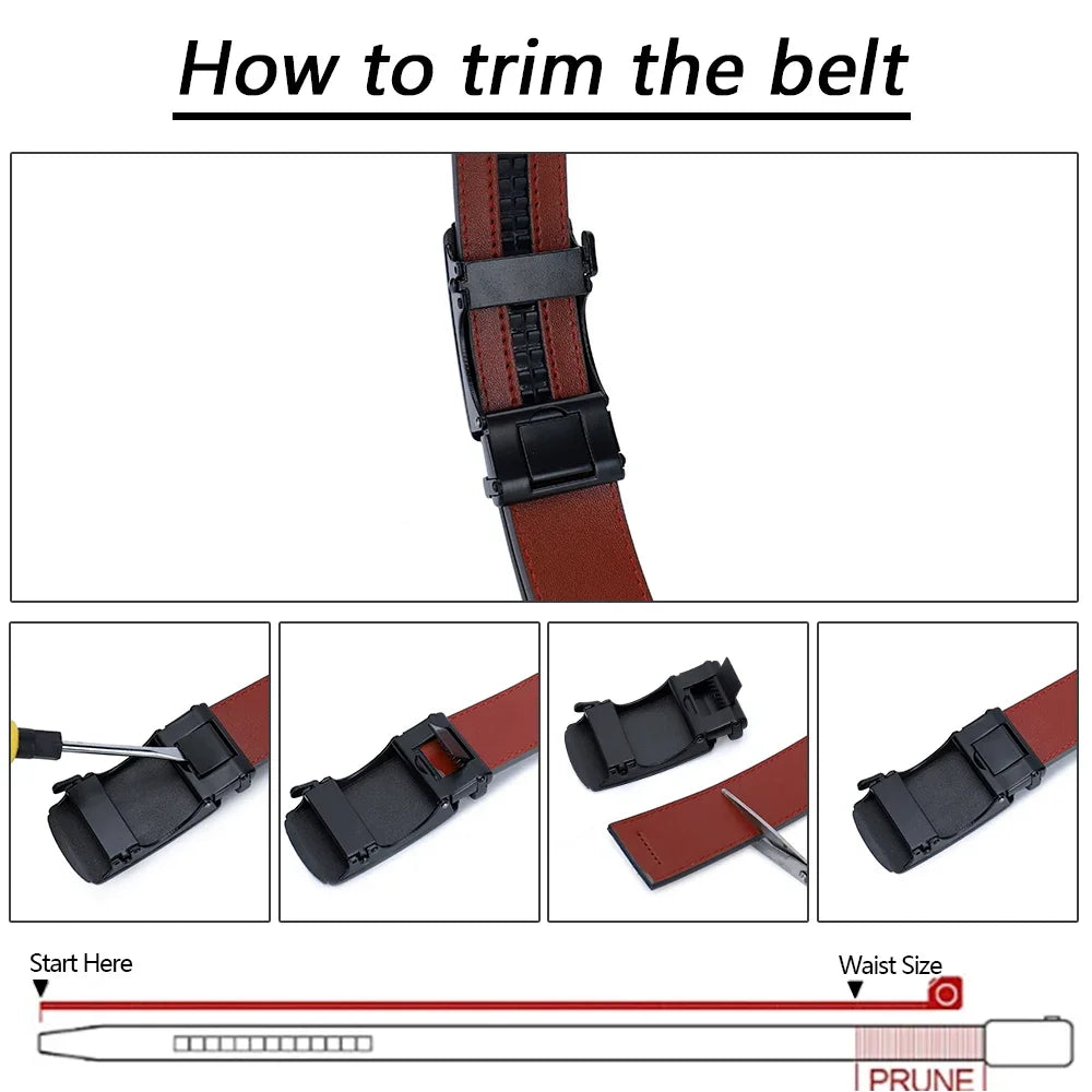Men’s Genuine Leather Belt – Automatic Buckle Waist Strap, High-Quality Adjustable Belt for Men & Women,