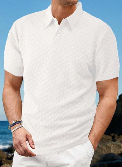 Men’s Solid Color Polo Shirt – Short Sleeve, Breathable Summer Top